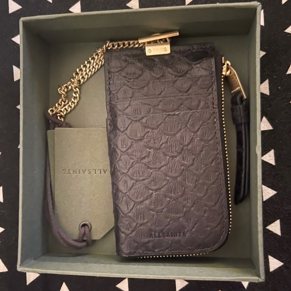 All Saints leather card case